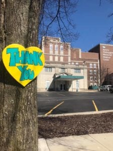 Thank You Heart sign outside Memorial Hospital, Sheboygan